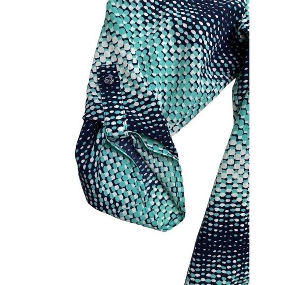 Croft & Barrow Blue Teal Aqua 3/4 Sleeve Chiffon Top Blouse Small NEW - Picture 3 of 9